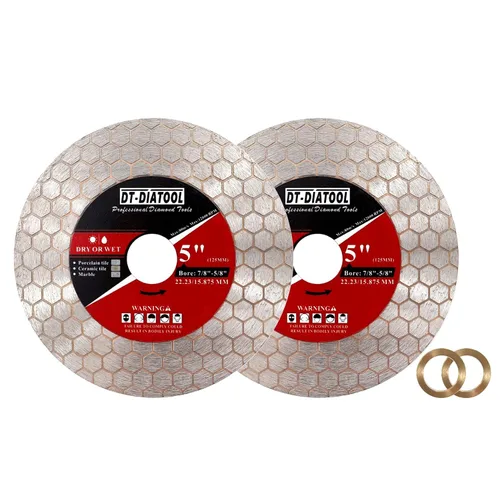 Miniatura 13 de DT-DIATOOL Disco de corte de azulejos de hoja de sierra de diamante de 4 pulgadas para amoladora angular de eje de 7/8 "- 5/8" para cortar