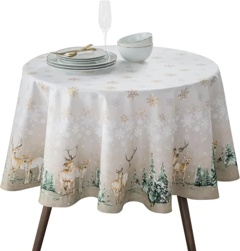 Maison d' Hermine Mantel 100% algodón para mesas de cocina/comedor, fiestas, bodas, Acción de Gracias/Navidad (Redondo, 69 pulgadas de diámetro),