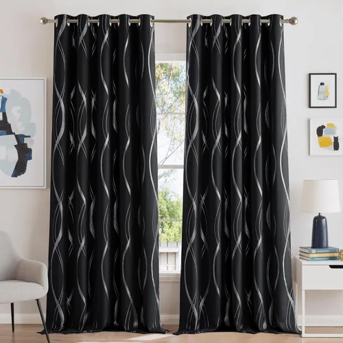 Miniatura 49 de NICETOWN Paneles de Cortinas Opacas para Dormitorio - Tratamiento de Ventanas con Aislamiento Térmico, Ojales Sólidos, Cortinas Opacas con Diseño