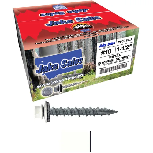 Miniatura 35 de 10 tornillos para techos de metal gris ABC de 1-1/2 pulgadas, cabezal de arandela hexagonal, arranque automático/roscado, arandela EPDM. 1 bolsa