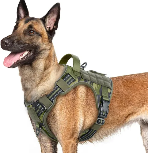 Miniatura 37 de rabbitgoo - Arnés para perros pequeño sin tirones, chaleco táctico de servicio con Molle y asa de control, arnés militar ajustable y reflectante
