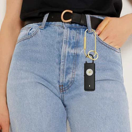 Miniatura 9 de Alarma recargable por USB de autodefensa, sirena fuerte de 130 dB con luz estroboscópica LED, diseño de llavero para un transporte más fácil, alarma