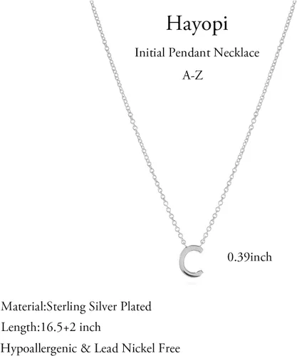 Miniatura 11 de Collares con iniciales para mujer, delicado collar de letra plateada con nombre personalizado con monograma, collar simple y lindo con inicial