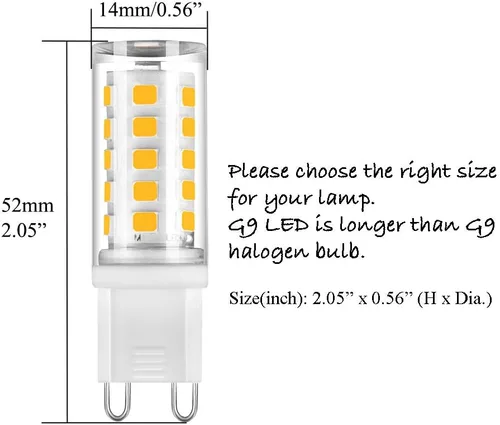 Miniatura 3 de G9 LED Bulb 4W, 40W G9 Halogen Bulb Replacement, Non-Dimmable Warm White 3000K G9 LED, 6-Pack