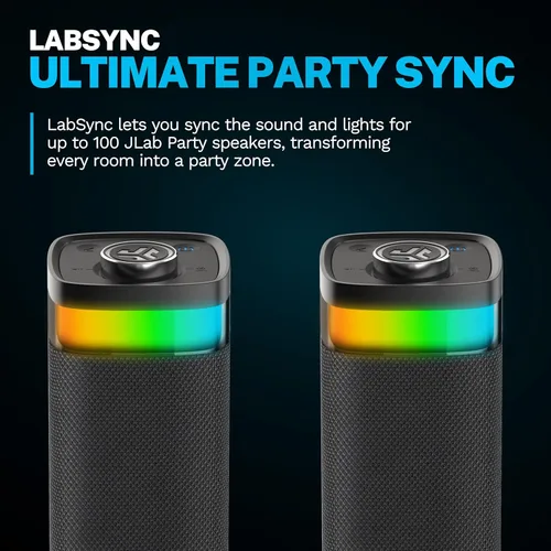 Miniatura 4 de JLab JBuds Party - Altavoz Bluetooth Portátil, 2 Controladores de Rango Completo + 2 Woofers Pasivos, IP56 Resistente al Agua, 12 Horas