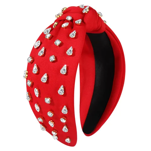 Miniatura 18 de NVENF Diadema de Bandera Americana para Mujeres Diadema del 4 de Julio Accesorios Diadema Anudada de Cristal con Diamantes de Imitación Rojo Blanco