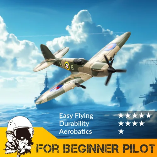 Miniatura 2 de Avión RC de la marca volantexrc, avión de control remoto de 3 canales, caza Spitfire con giroscopio de 6 ejes, 2.4GHz, avión de radio control listo