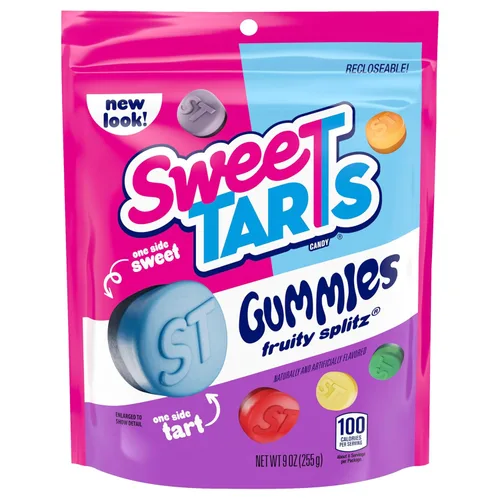 Miniatura 9 de SweeTarts Gomitas Fruity Splitz, caramelo, dulce y agridulce, bolsa resellable, 9 oz
