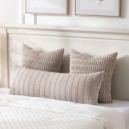 Miniatura 150 de Fancy Homi - Paquete de 2 fundas de almohada decorativas de color taupe de 22 x 22 pulgadas para sala de estar, sofá, cama, estilo rústico, bohemio