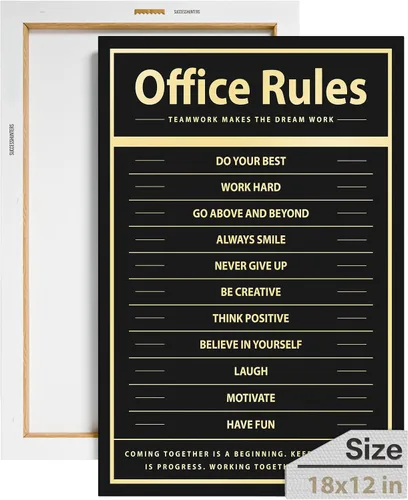 Miniatura 94 de Decoración de pared motivacional – Arte para colgar en la oficina, lienzo de reglas de trabajo, decoración de pared inspiradora, obra de arte En