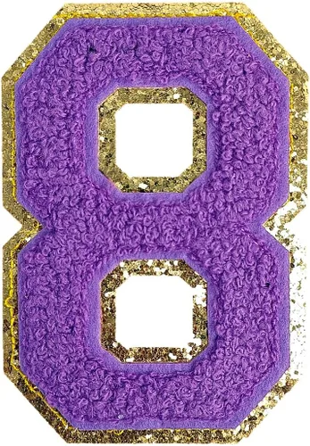 Miniatura 159 de GYGYL - 3 parches de letras deportivas de felpilla con purpurina, parches para planchar de tamaño grande para decoración de disfraces