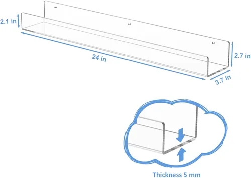 Miniatura 3 de NIUBEE Estanterías flotantes de acrílico de 24 pulgadas para niños, paquete de 2, estantes transparentes montados en la pared para colecciones