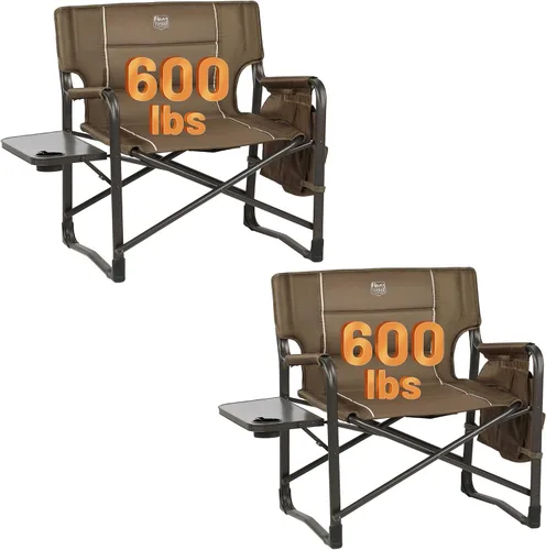 Miniatura 13 de Timber Ridge Sillas de director XXL mejoradas de gran tamaño con mesa auxiliar plegable, bolsillo lateral desmontable, silla de campamento plegable