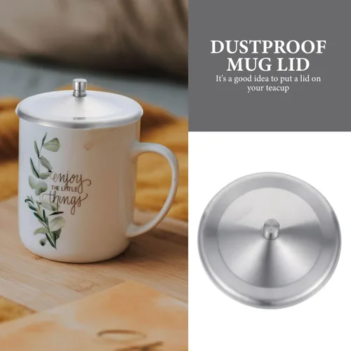 Miniatura 5 de DOITOOL 5 tapas reutilizables de acero inoxidable para bebidas, tapa universal de 3.7 pulgadas, antipolvo, a prueba de derrames, para bebidas
