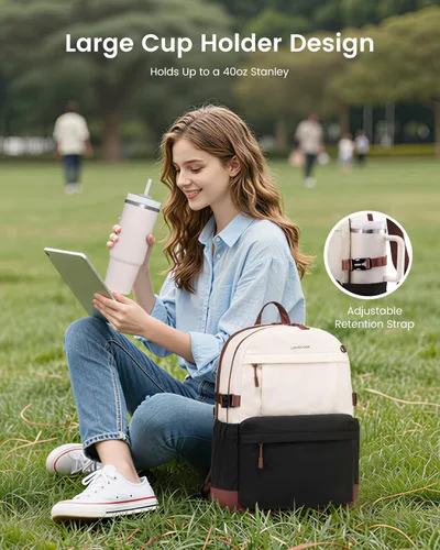 Miniatura 2 de LOVEVOOK Mochila para laptop para mujer, bolsa de computadora portátil, mochila de viaje, mochila de trabajo impermeable, bolsas para profesores