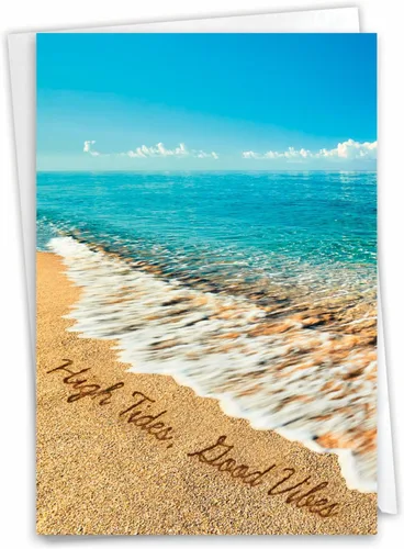 Miniatura 13 de The Best Card Company - 1 Tarjeta en blanco para todas las ocasiones - Tarjeta de notas del océano tropical con sobre - Life's a Beach A C6328AOCB