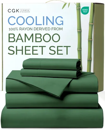 Miniatura 28 de Sábanas de bambú 100% rayón derivado de bambú, tamaño individual, sábanas refrescantes para individuales. Ropa de cama ultra suave, transpirable