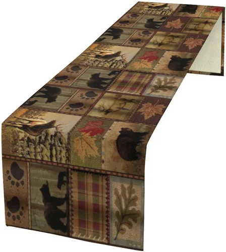 Miniatura 33 de Camino de mesa con estampado de vaca, camino de mesa estilo occidental con estampado de cuero de vaca en blanco y negro, decoración de mesa