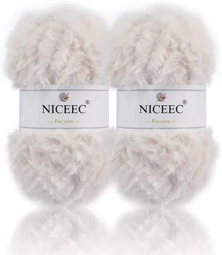 Miniatura 42 de NICEEC Hilo de Pelo Sintético Super Suave, Grueso y Esponjoso, Hilo de Pestañas para Crochet y Tejido (Longitud Total 192m/9.1kg) - Otoño/300g