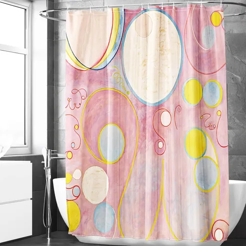Berkin Arts Hilma af Klint - Juego de cortina de ducha para baño, 70 x 70 pulgadas, poliéster impermeable con ganchos, arte abstracto geométrico,