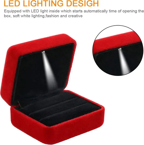 Miniatura 3 de GBYAN Ring Box for Wedding Ceremony Velvet Couple Ring Holder Double Slot Jewelry Storage Box for Engagement