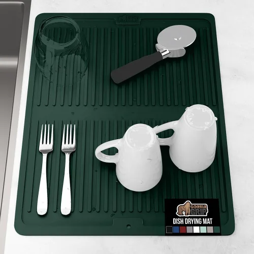 Miniatura 32 de GORILLA GRIP Tapete de microfibra ultra absorbente de agua, malla gruesa de secado rápido, almohadilla antideslizante para platos de fregadero