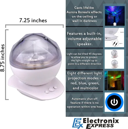 Miniatura 2 de Lámpara de proyección de luz de diamante colorido relajante con altavoz por Electronix Express