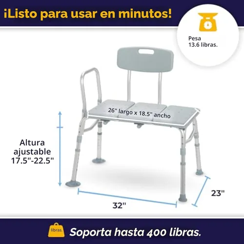 Miniatura 4 de Drive Medical plástico transfer Banco, Gris, 12011KD-1, Sin empaque de fábrica, Gris, 1, 1