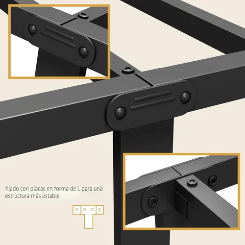 Miniatura 5 de Vengarus Marco de Cama de Metal, Marco de Cama Tamaño Full con Cabecera, Estructuralmente Estable, con Soporte de Listones de Acero Resistente