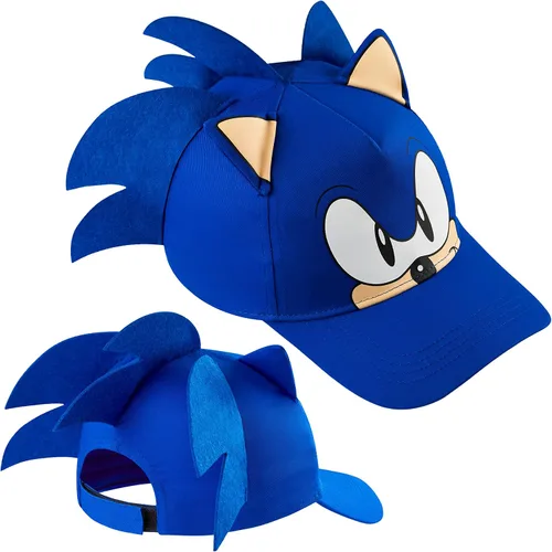 Sonic The Hedgehog Gorra de béisbol 3D para niños, accesorios de vacaciones de verano, color azul, talla única, correa ajustable, sombrero ligero y