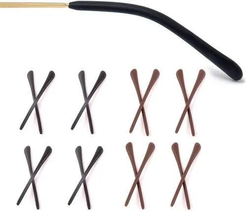 Miniatura 9 de 8 pares de puntas de punta de lentes para orejas, tubos antideslizantes, puntas de repuesto de silicona para patas de metal fino, 4 negro/4 blanco
