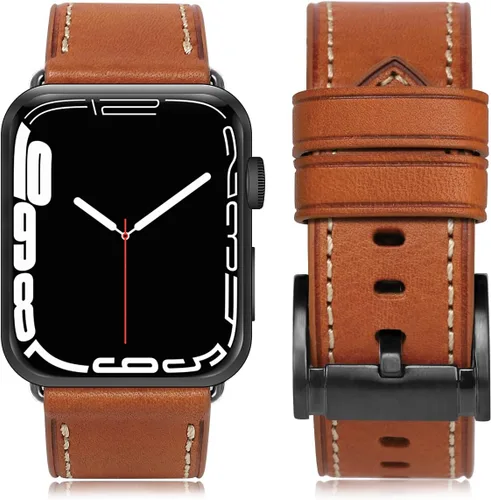 Miniatura 13 de HUAFIY Compatible para Correas de Apple Watch 42mm 44mm 45mm 46mm 49mm 38mm 40mm 41mm, Correa de Cuero Genuino para iWatch Serie 11/10/9/8, 7, 6, 5