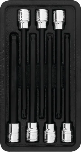 Miniatura 2 de Performance Tool W38750 - Juego de llaves hexagonales SAE de longitud extendida de 7 piezas, enchufes de acero al cromo vanadio con puntas S2
