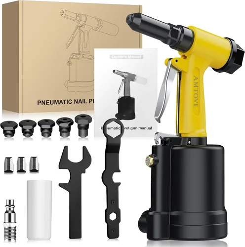 Miniatura 8 de AMTOVL Remachadora Neumática - Pistola de Remaches Neumática de Tracción 3917LBF, Remachadora de Aire de Servicio Pesado con Capacidad para 3/32