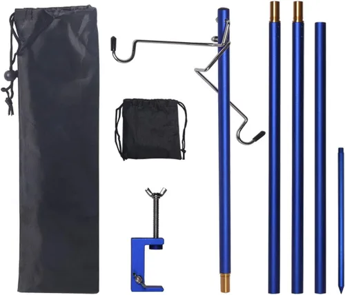 Miniatura 9 de Hikeman Soporte plegable para farol, soporte de lámpara portátil, soporte de luz plegable para camping, pesca, picnic, barbacoa, actividades al aire