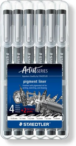 STAEDTLER Pigment Liner Set de bocetos de regalo de 6 rotuladores al precio regular de 4 (2 gratis), 308 SB6P