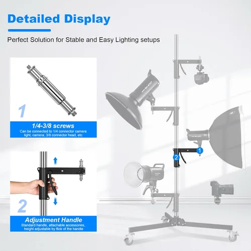Miniatura 5 de Brazo deslizante para fotografía Soporte de luz rodante con agarre de pistola
