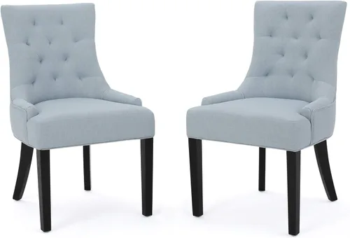 Juego de 2 sillas de comedor Stacy Light Sky, en tela gris o verde azulado, Azul (Sky Blue)