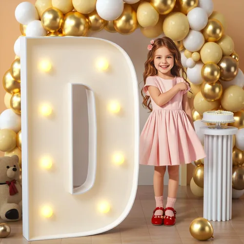 imprsv Letras iluminadas de marquesina, letras de mosaico de 3 pies con luz para decoración de fiesta de graduación de baby shower, grande D para