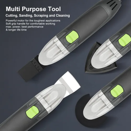 Miniatura 3 de GALAX PRO Multiherramienta oscilante 22000 OPM 2.0A, ángulo oscilante de 3 grados con 3 hojas de sierra, 1 placa de lijado de hoja semicírcula, 6