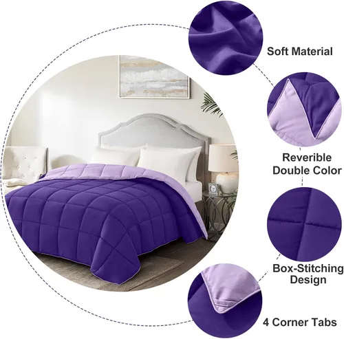 Miniatura 4 de Homelike Moment Edredón tamaño King – Inserto de edredón púrpura, relleno alternativo de plumón, cama tamaño King, ropa de cama ligera, acolchada