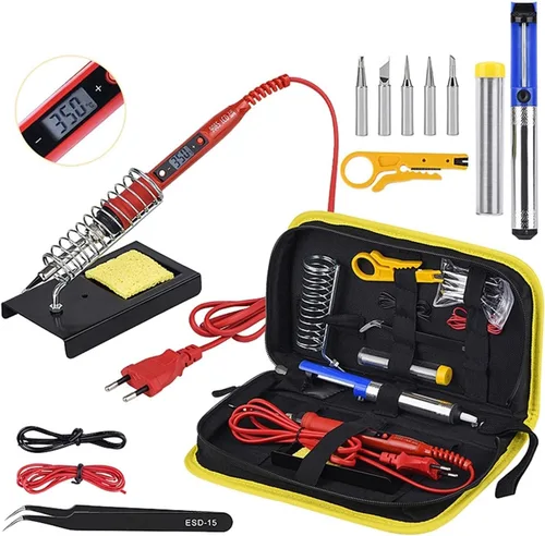 Soldering Iron Kit, 80W Digital LCD Display Soldering Gun with Adjustable Temperature Controlled and Fast Heating Ceramic Thermostatic Design, 110V