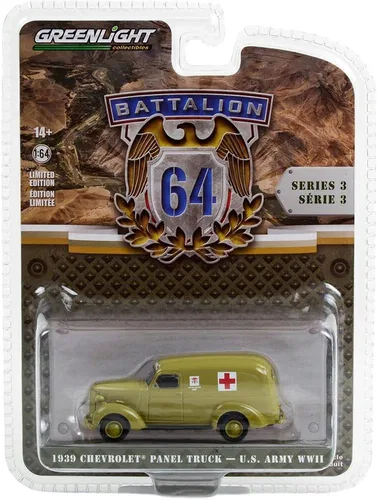 Miniatura 2 de Greenlight 61030-A 1:64 Batallón 64 Serie 3 1939 Chevy Panel Truck Ambulancia del Ejército de los Estados Unidos