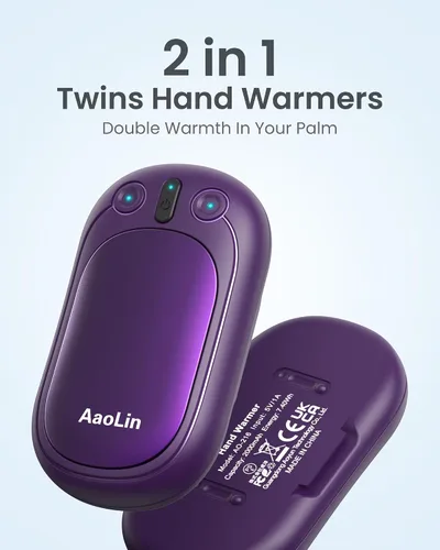 Miniatura 2 de AaoLin - Calentadores de manos recargables AI, paquete de 2 calentadores de manos eléctricos reutilizables, calefacción de 12 horas de duración