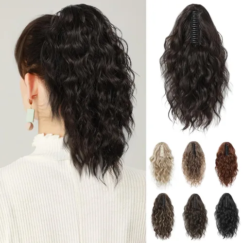 Miniatura 12 de REECHO Extensión de cola de caballo, extensión de cola de caballo de 18 pulgadas con clip de garra para mujer, extensiones de cabello largo, rizado