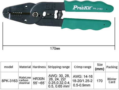 Miniatura 2 de 8PK-3163 Proskit Multifuncional Crimping Pelacables Alicates Cortador de Cable de Alambre Pelacables Crimpadora Crimpadora
