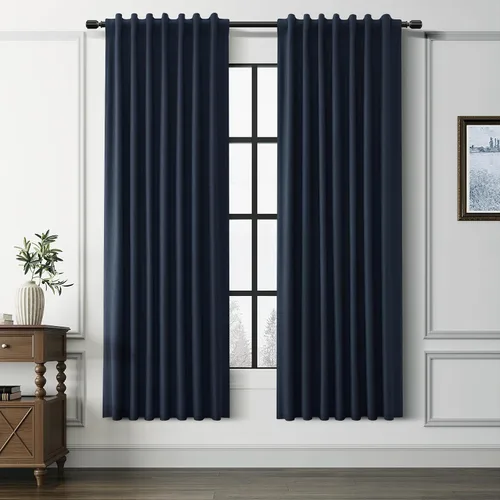 Miniatura 53 de Guken Cortinas opacas de lino, 2 paneles rústicos, elegantes, 100% opacas, con aislamiento térmico, banda de ganchos y trabilla trasera, 52 x 84