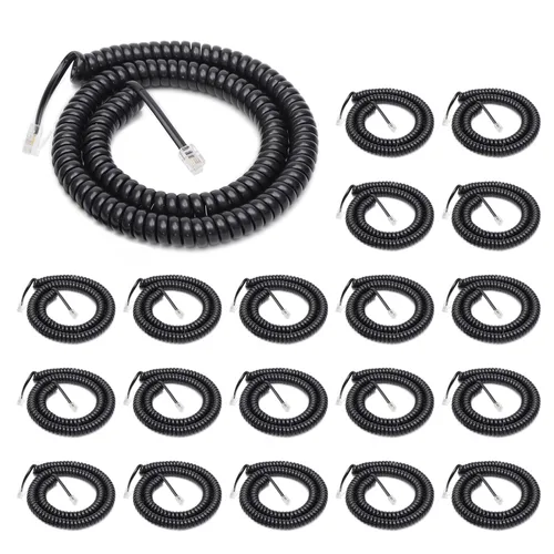 Miniatura 8 de Uvital Paquete de 2 cables telefónicos para línea fija, cable telefónico enrollado negro de 1.4 pies - generalmente se estira a 2-4.5 pies, longitud