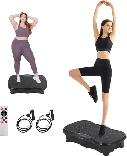 Miniatura 9 de Whole Body Vibration Plate Exercise Machine – Power Vibrating Plate for Lymphatic Drainage Weight Loss, Shake Plate Exercise Platform with Touch Rosa