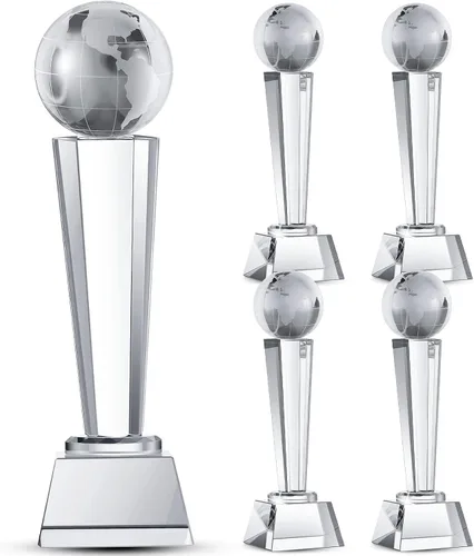 Miniatura 11 de Meooeck Trofeo de cristal con caja de regalo de 9.1 x 2.8 pulgadas, pisapapapeles para escritorio, decoración de mesa grande para torneos